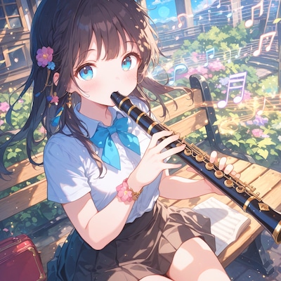 公園のクラリネット少女