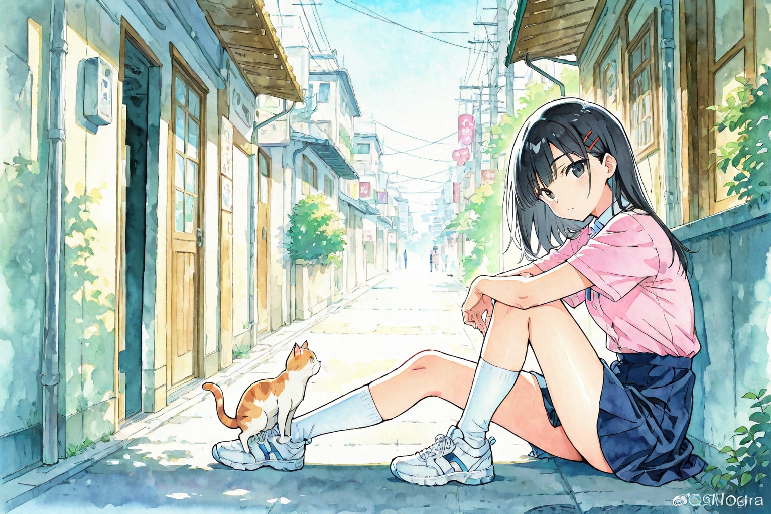 路地裏の少女 | の人気AIイラスト・グラビア