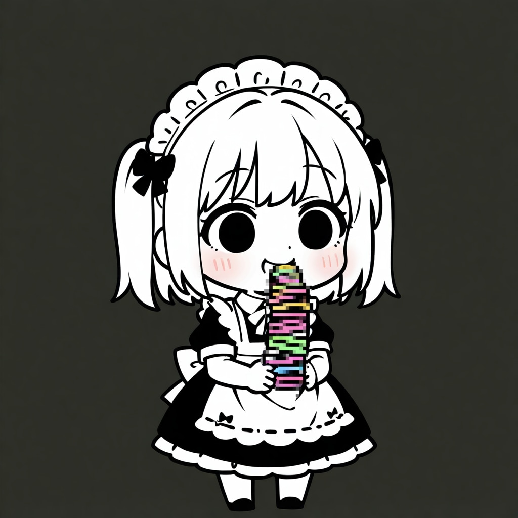 フェラチオの練習をするメイド
