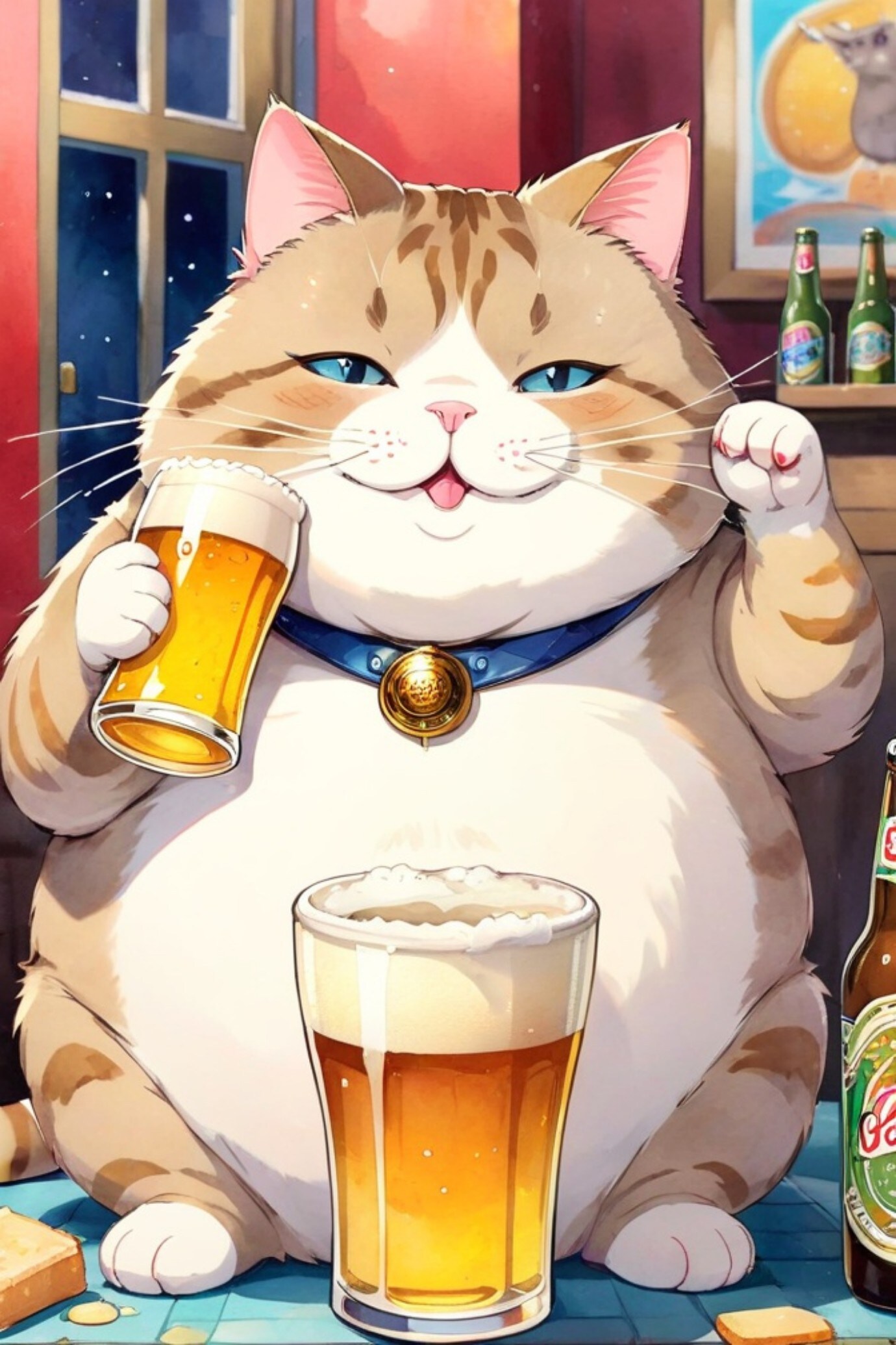 ビールを飲む猫 | の人気AIイラスト・グラビア