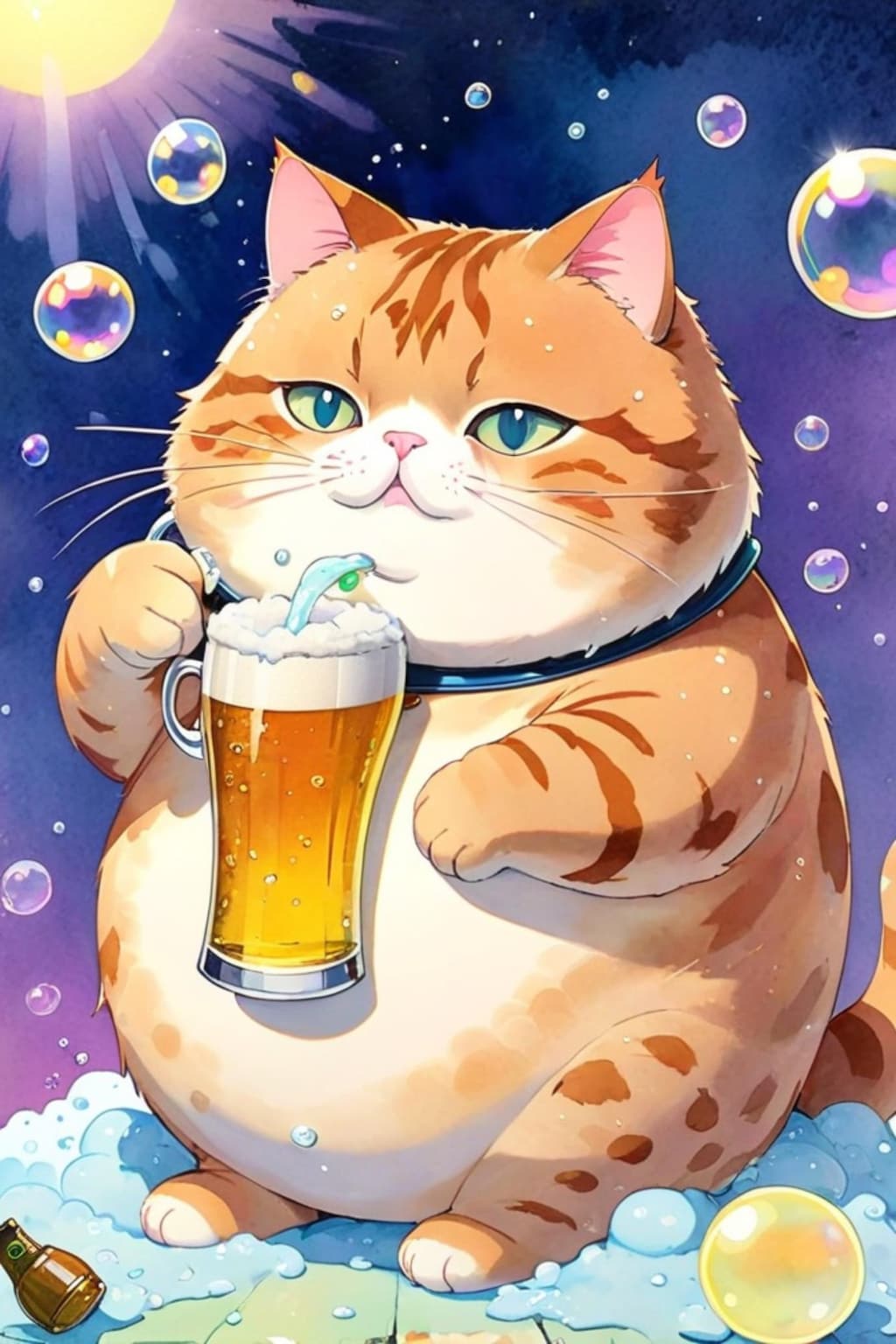 ビールを飲む猫