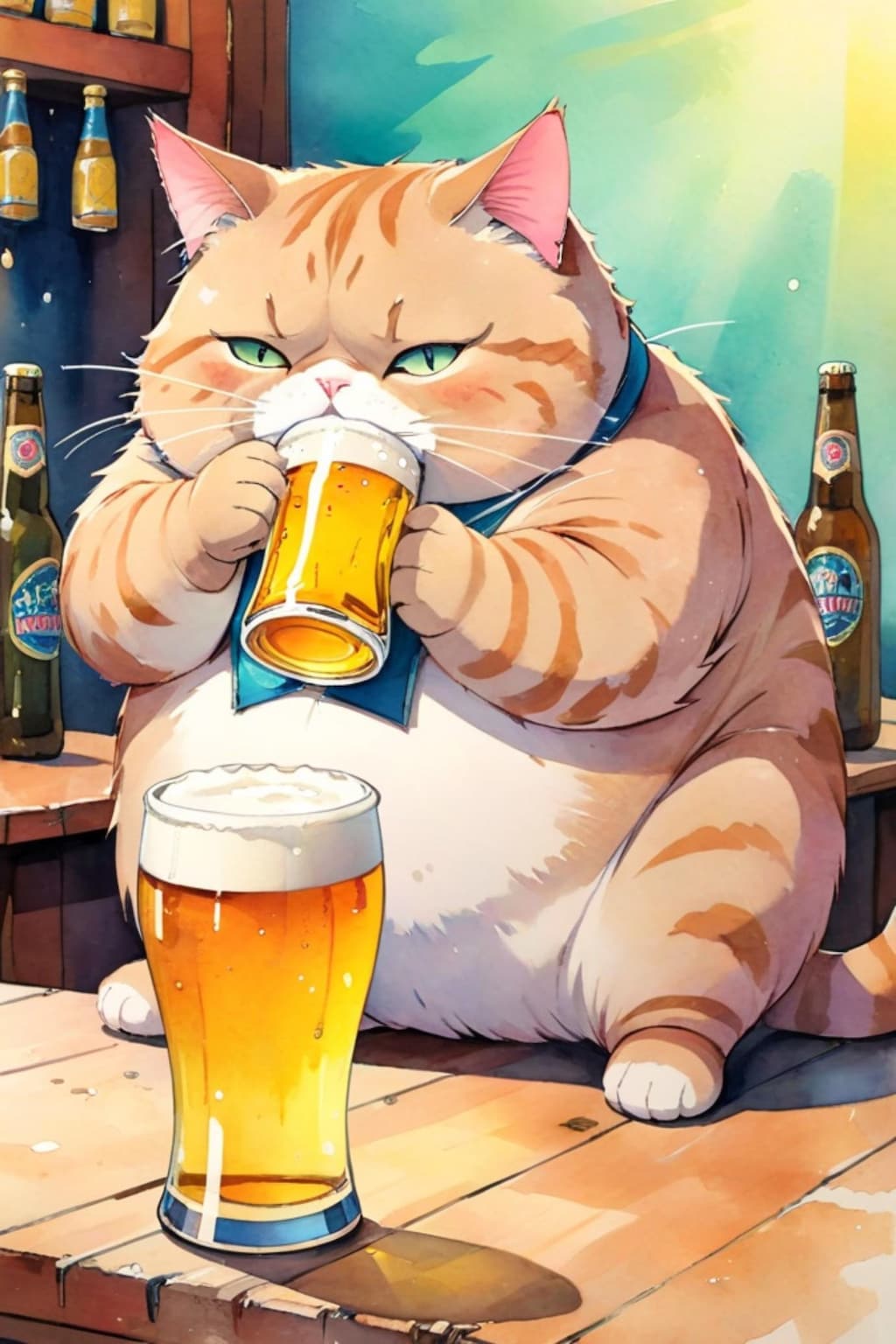 ビールを飲む猫