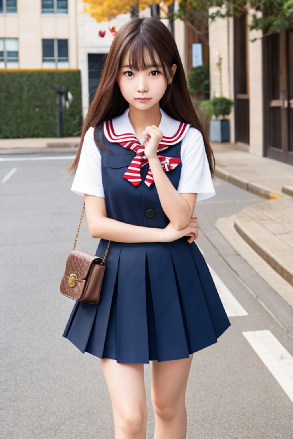 かわいいセーラー服の女の子　いつまで待たせるの？