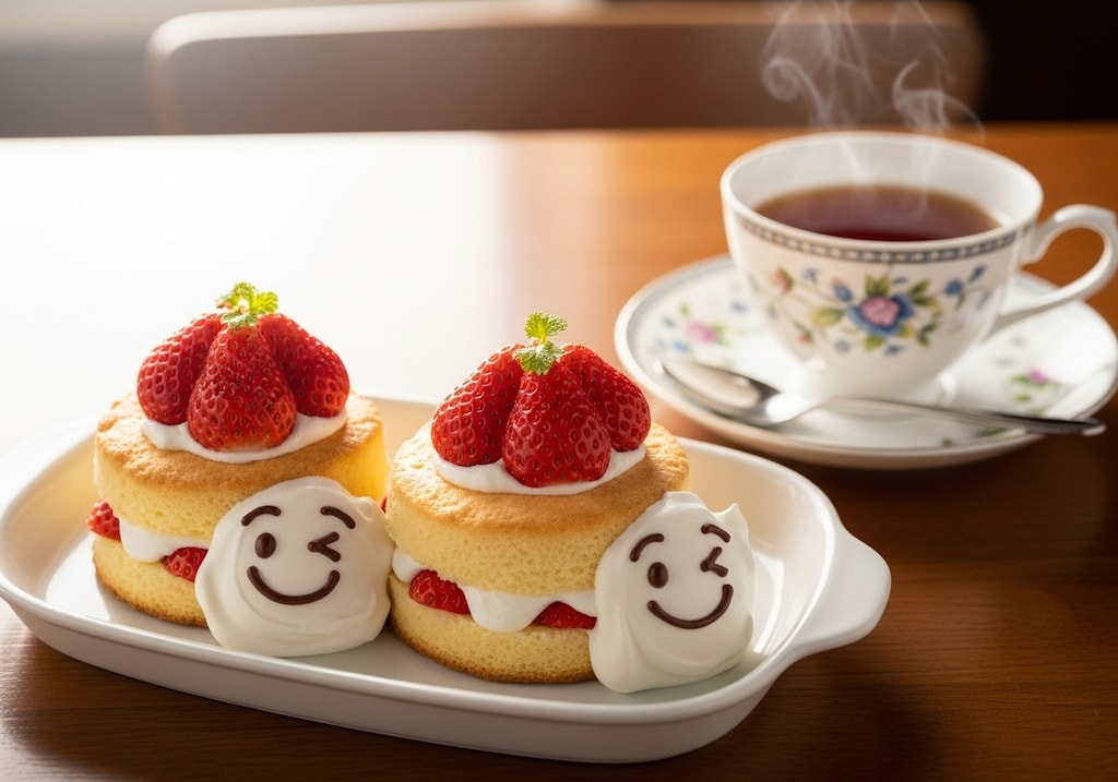 デザートのふわふわ苺ケーキ