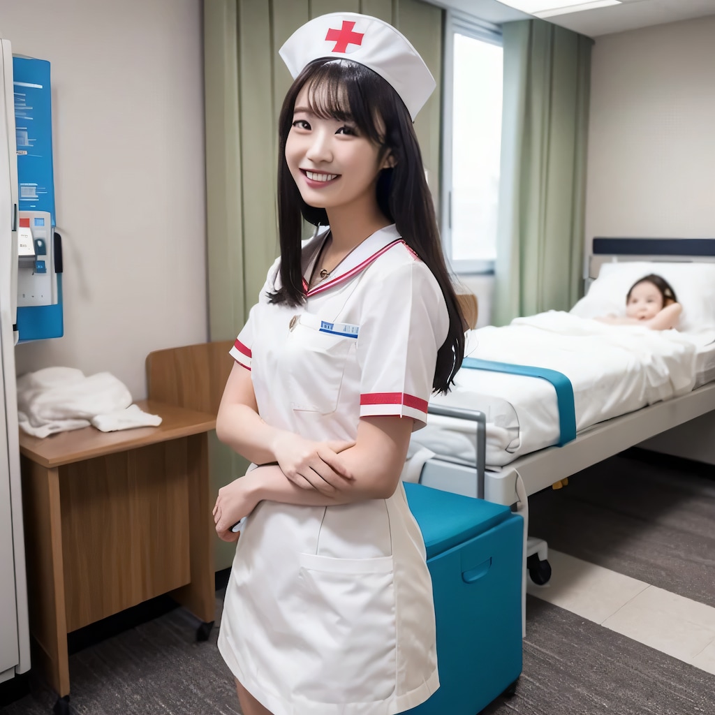 黒髪ロングで白衣の美女１３０