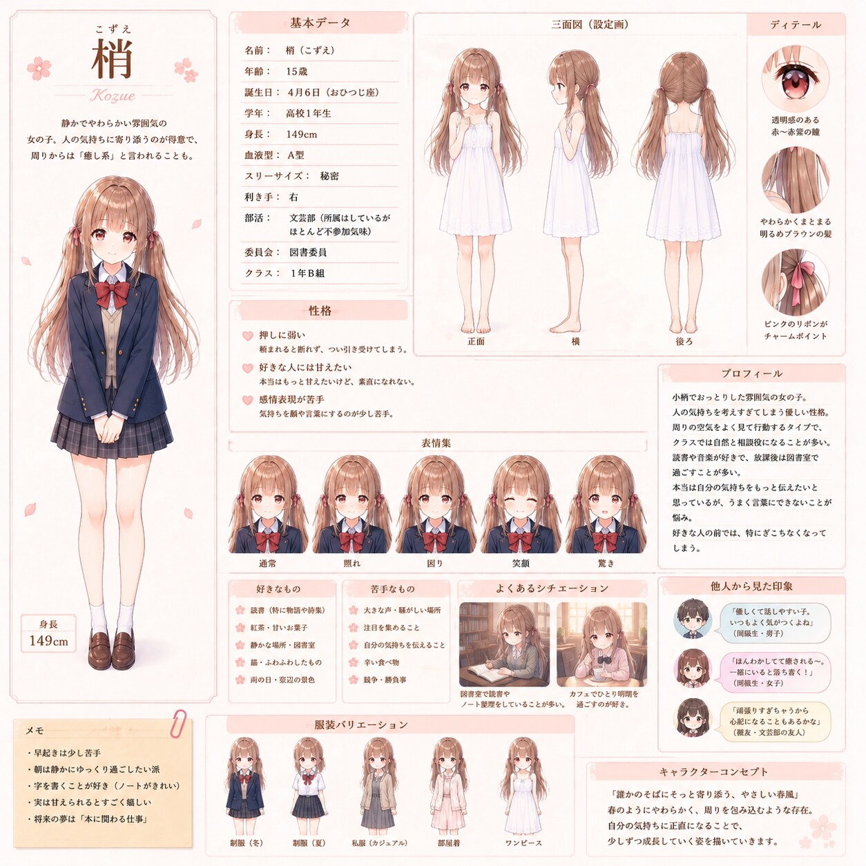 梢のプロフィール帳