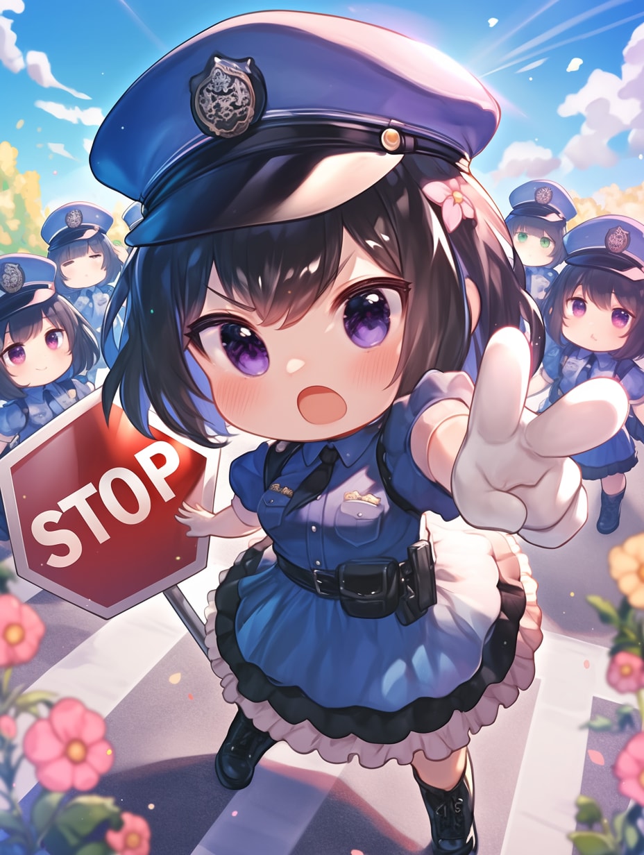 道路封鎖してる警官が目潰ししてくる | の人気AIイラスト・グラビア