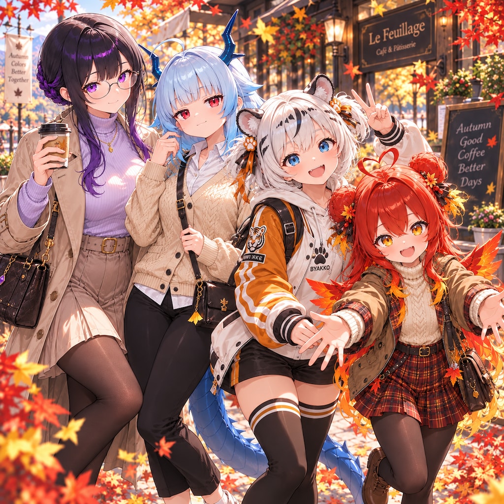 四人四彩、秋の街角で🍁