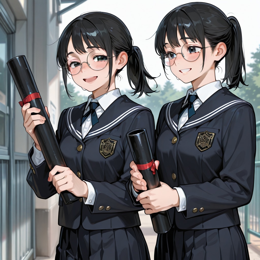 卒業する双子