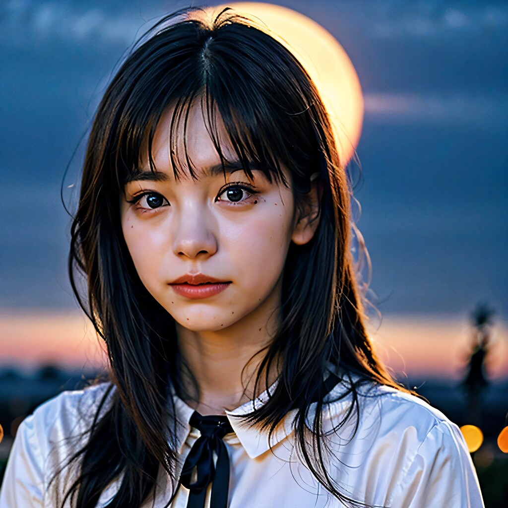 黒髪ロングでワイシャツの美女１２