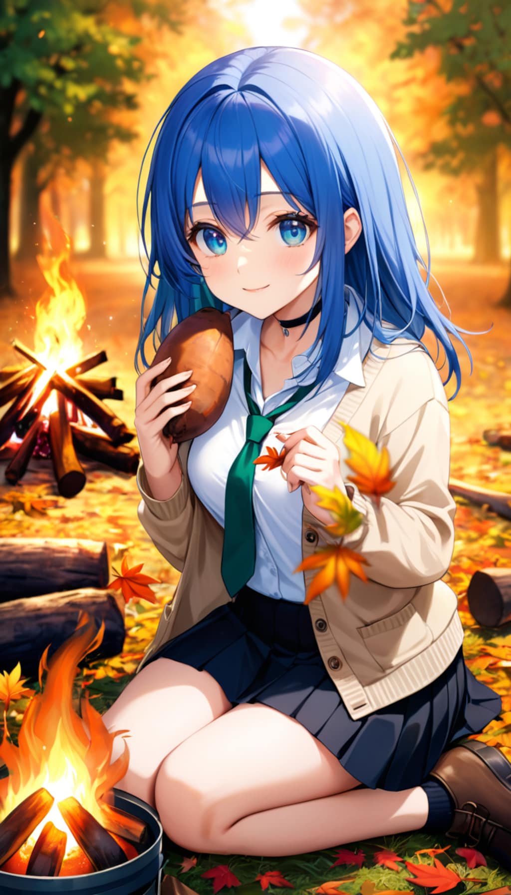 焚き火で焼き芋、最高ダネ