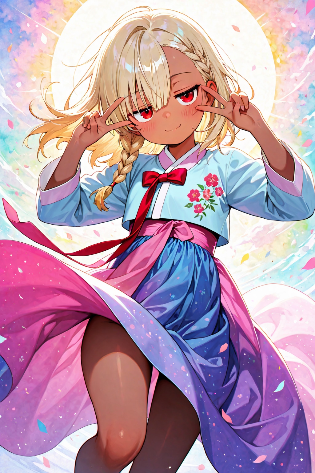 べんちゃんの韓服ダブルピース