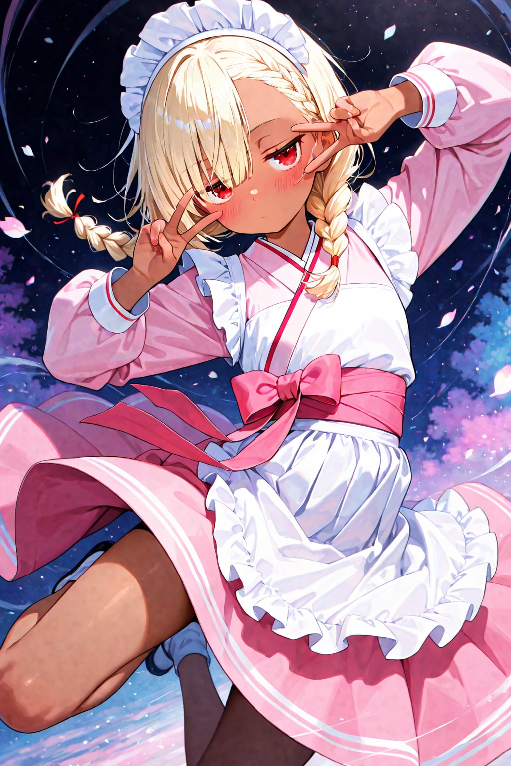 べんちゃんの韓服ダブルピース