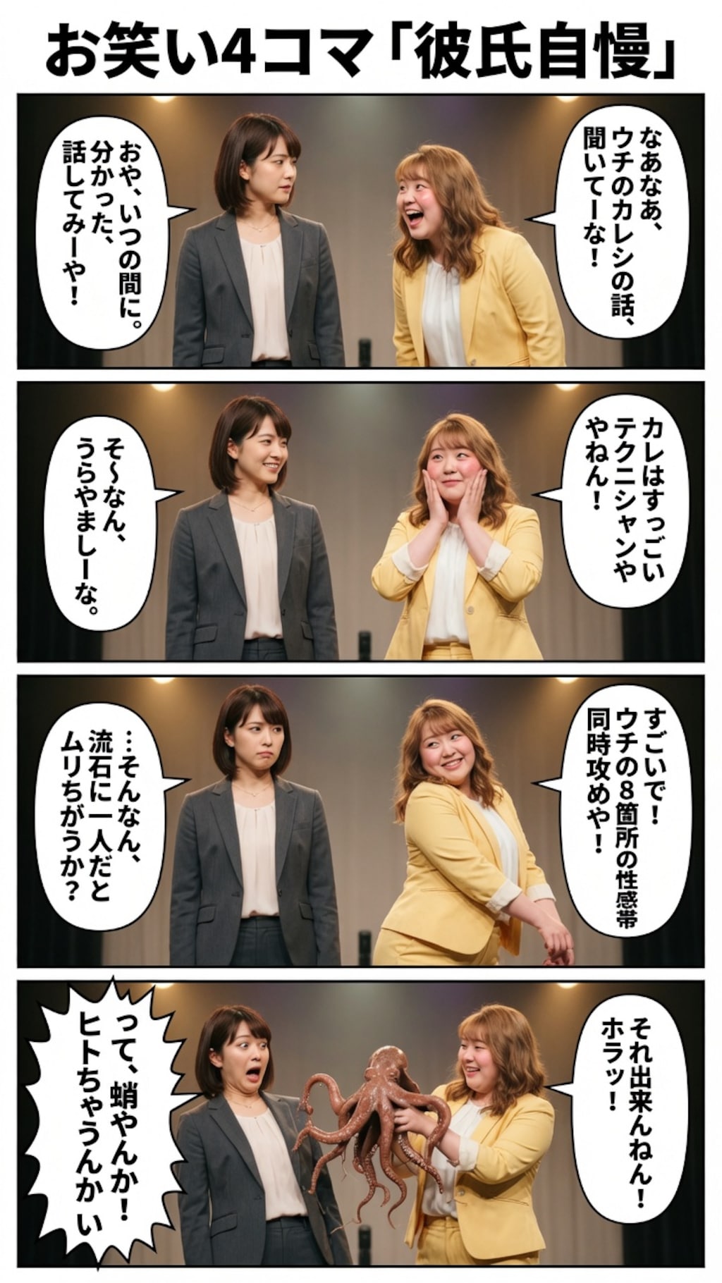 『お笑い4コマ「彼氏自慢1〜3」&「ご挨拶」』