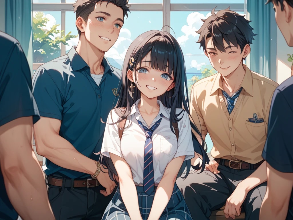 クラスのアイドル　いつも周りに野郎がいる。