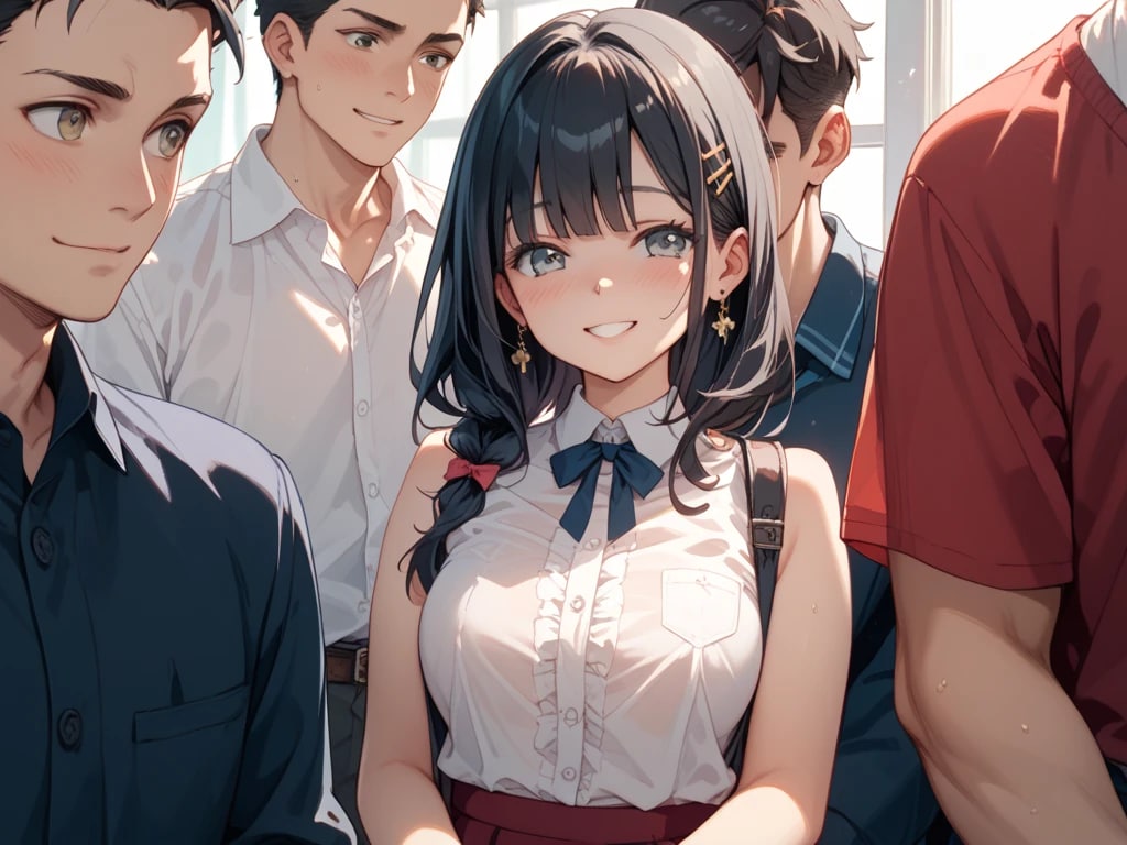 クラスのアイドル　いつも周りに野郎がいる。