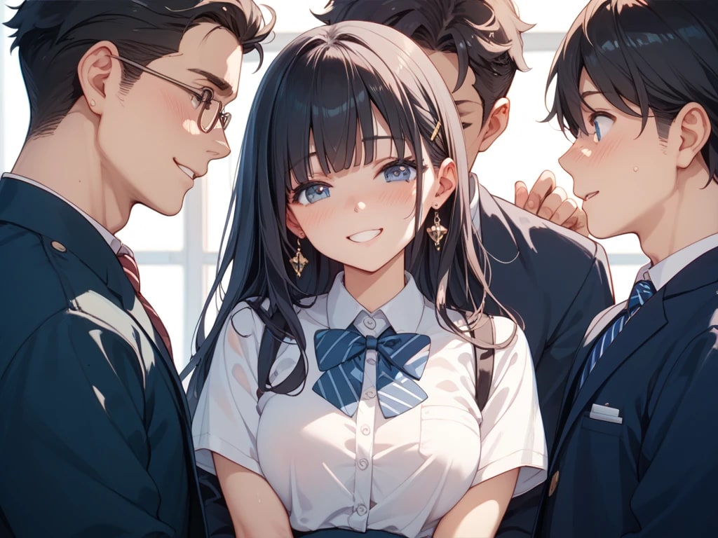 クラスのアイドル　いつも周りに野郎がいる。