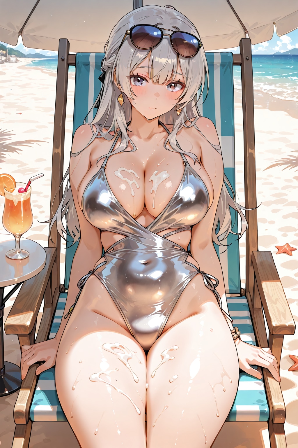 胸と太ももに何かが