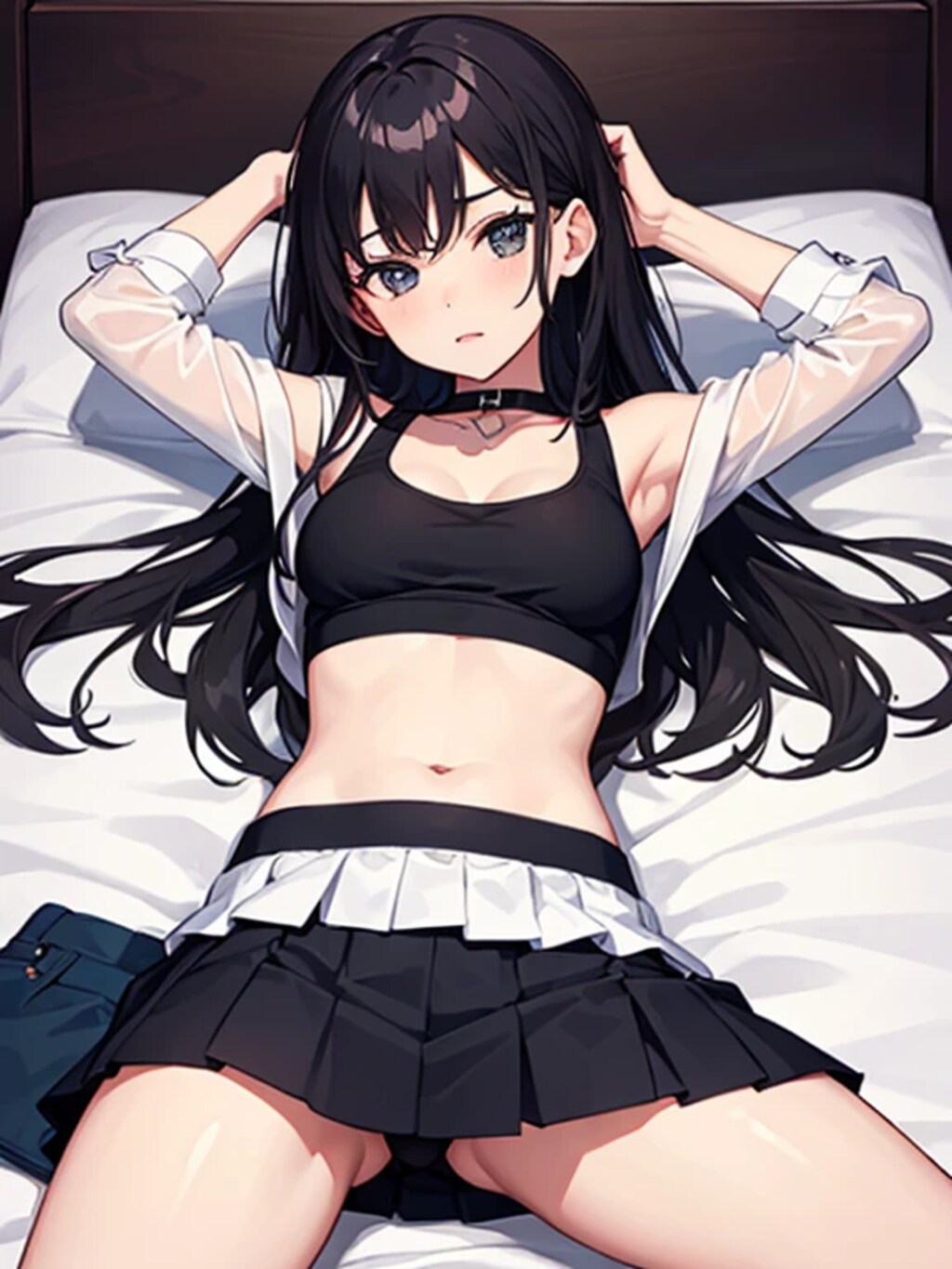 ベッドで足を開く