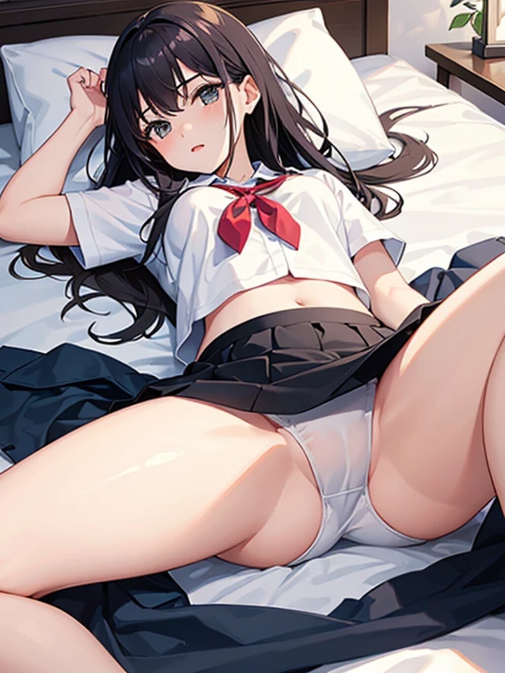 ベッドで足を開く