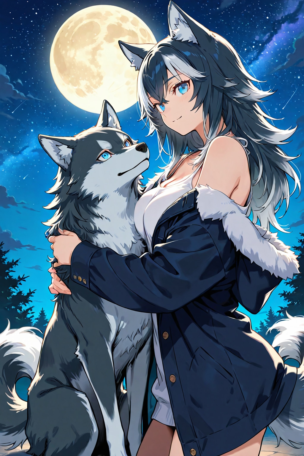 月と人狼さんと狼 | の人気AIイラスト・グラビア