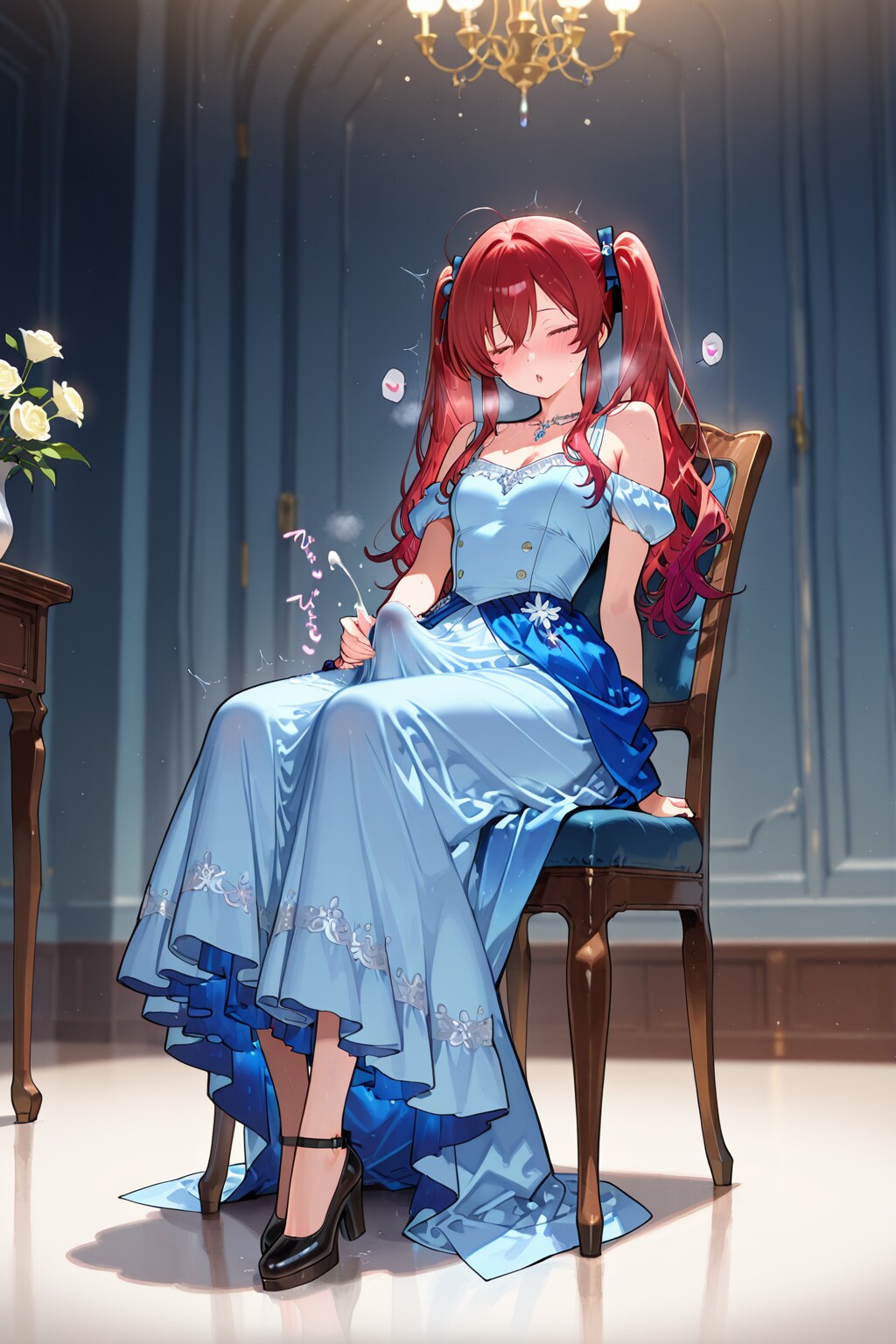 blue dress