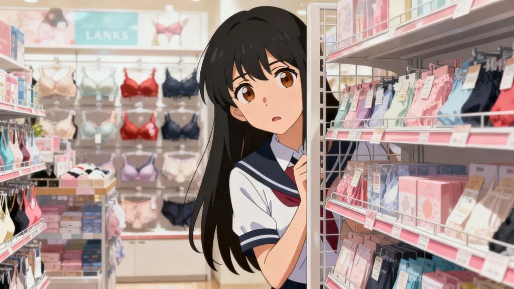 ランジェリーショップで下着を選ぶみことちゃんと彼氏