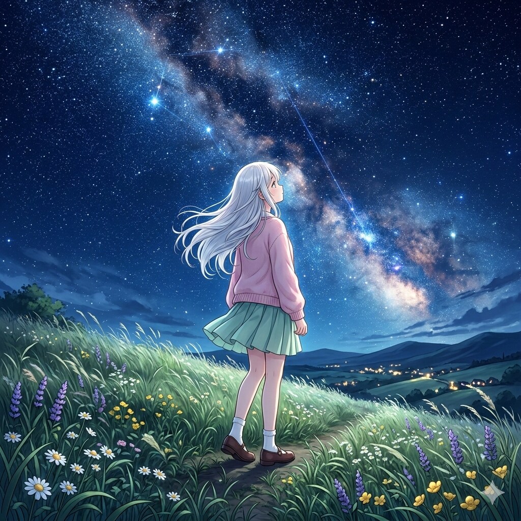 星を見る白髪ちゃん | の人気AIイラスト・グラビア