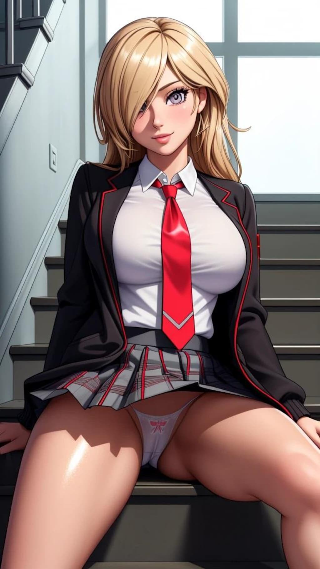 金髪JK階段パンチラ画像集