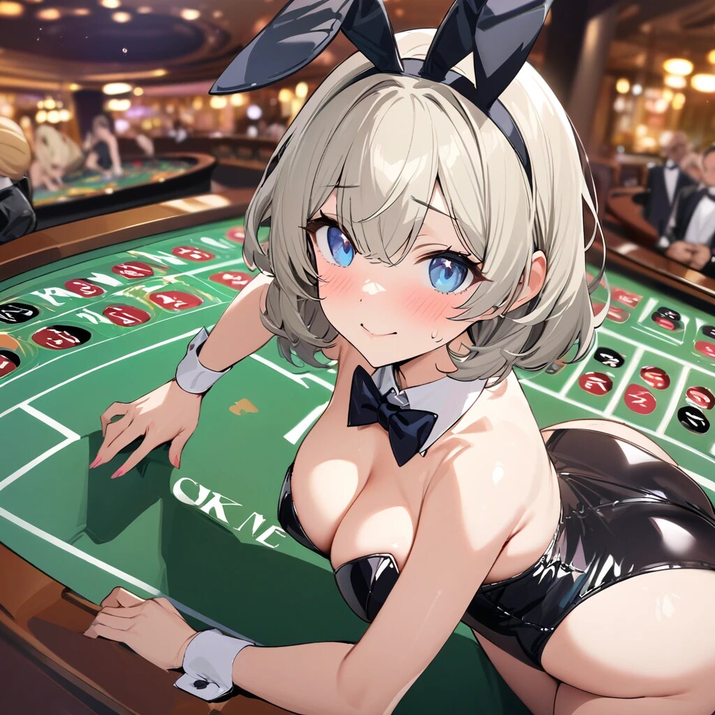 上目遣いのバニーガール