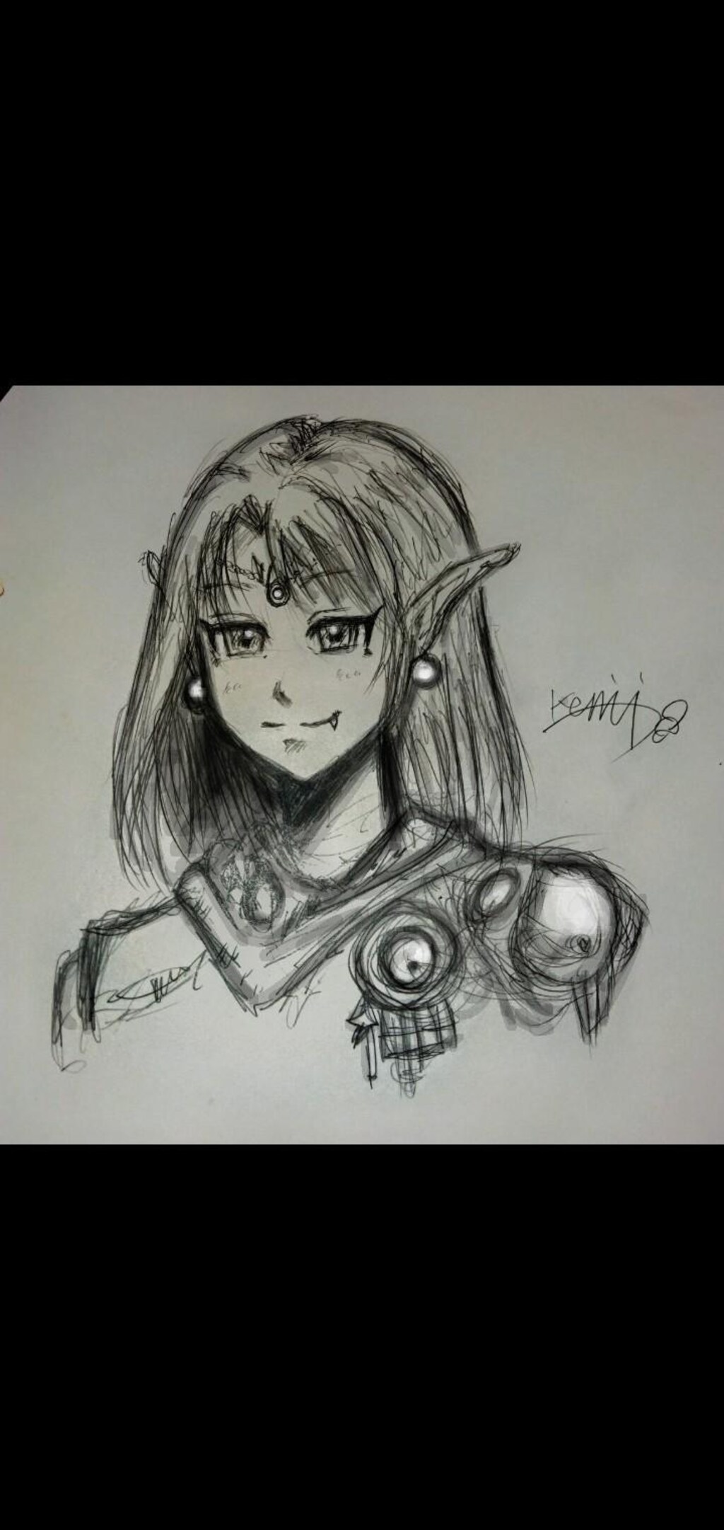 昨日、久しぶりに白黒線画描画、　　　　　　　　　　　　　　大好きな緑色で着色化。🍏