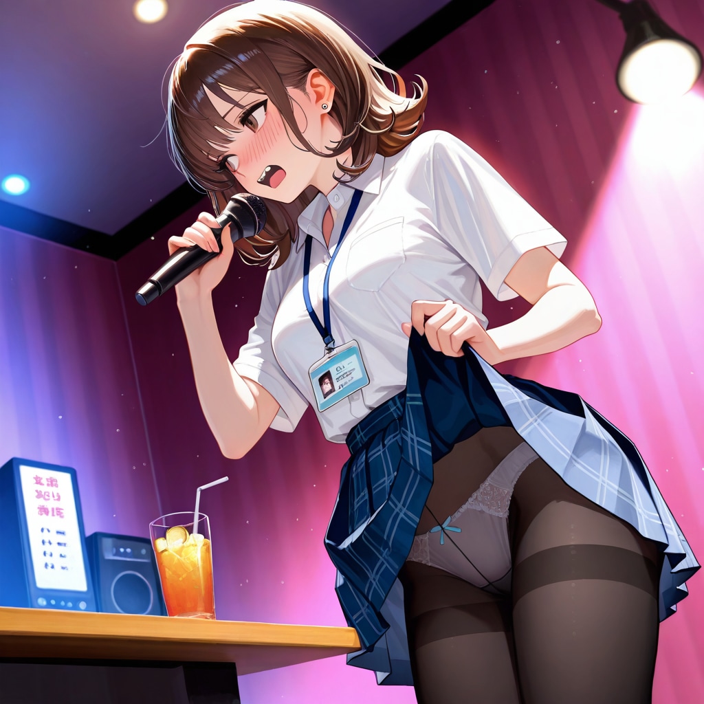 コスプレOLさんにたくし上げでもらう