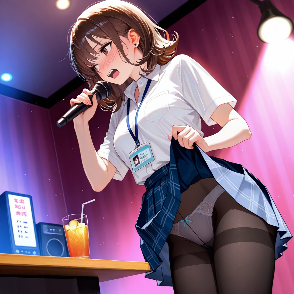 コスプレOLさんにたくし上げでもらう