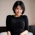 グレーの筋ニット女子 4枚目