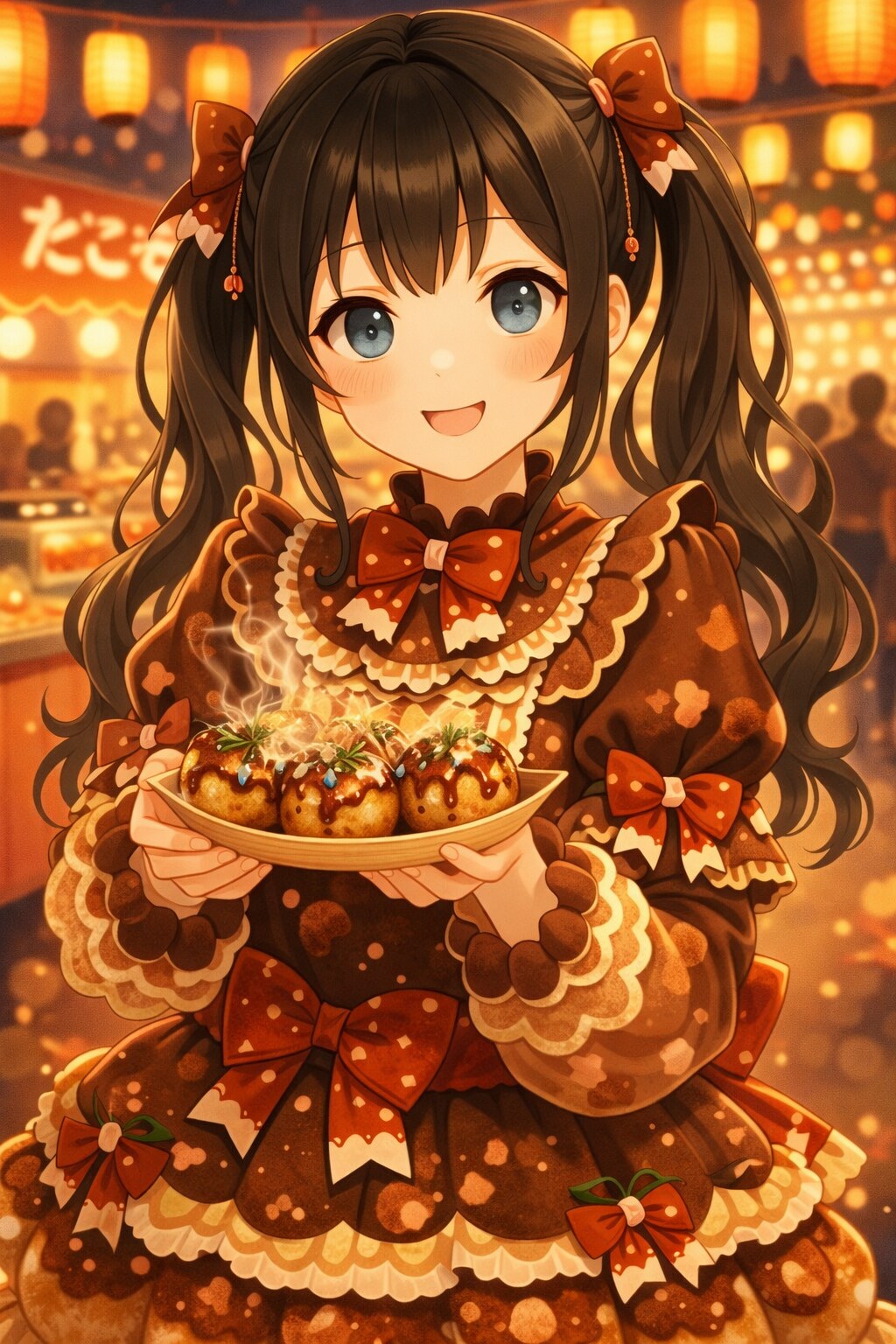 たこ焼き屋台の看板娘(妄想)【1/3】 | の人気AIイラスト・グラビア