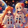 宇宙で紅葉を眺める小さな女の子 5枚目