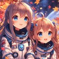 宇宙で紅葉を眺める小さな女の子 6枚目