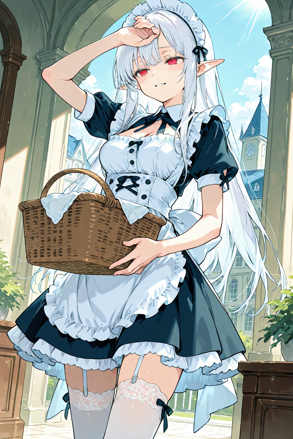 お仕事中『……ふぅ、ご主人様の洗濯前の下着。堪能しました♡』ネージュ（エルフメイド）