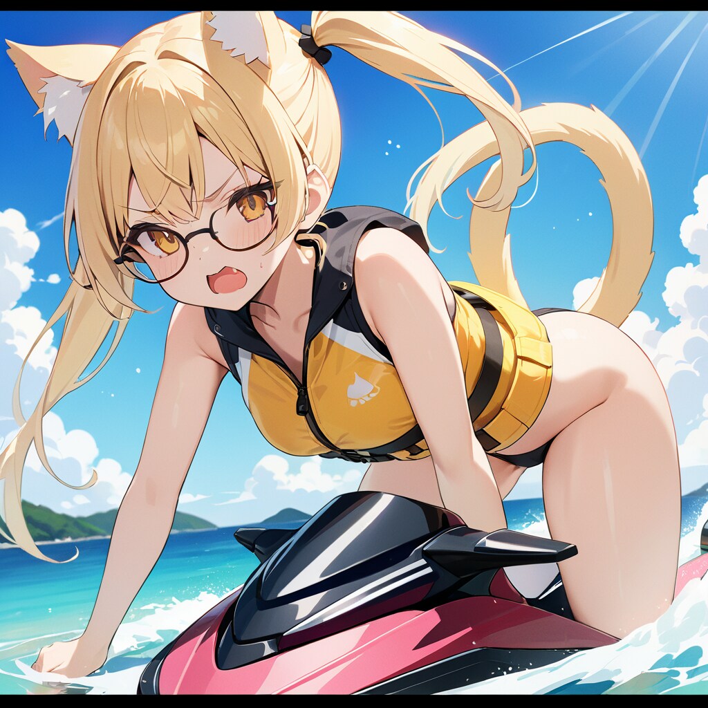 まや「やはりヒトは海では浮かない。ネコは水を嫌う。実証したのに何故乗せたあああ」こるり(ジェットスキーに乗るまでははしゃいでいたのに何だこれ)