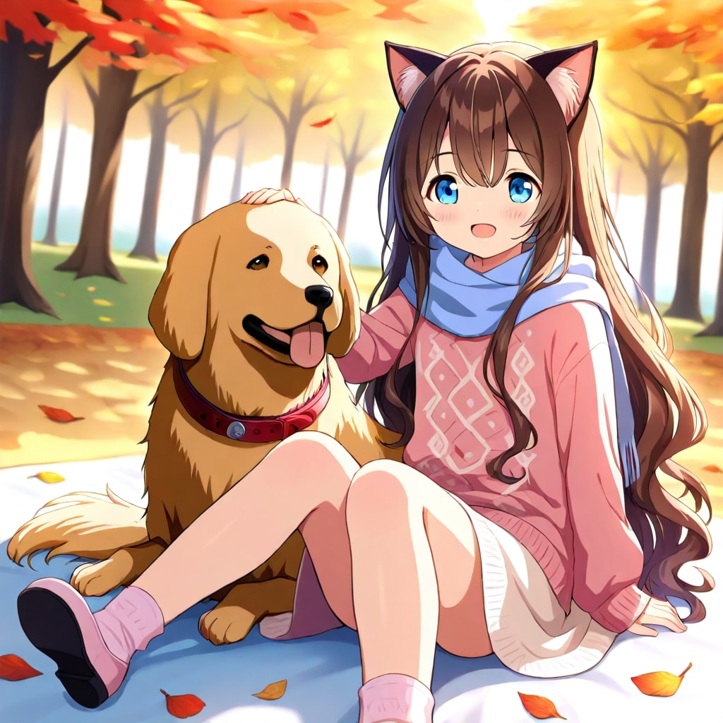 秋の涼しさを喜ぶ小さな女の子