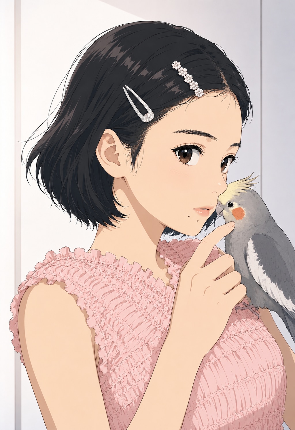 インコと女の子