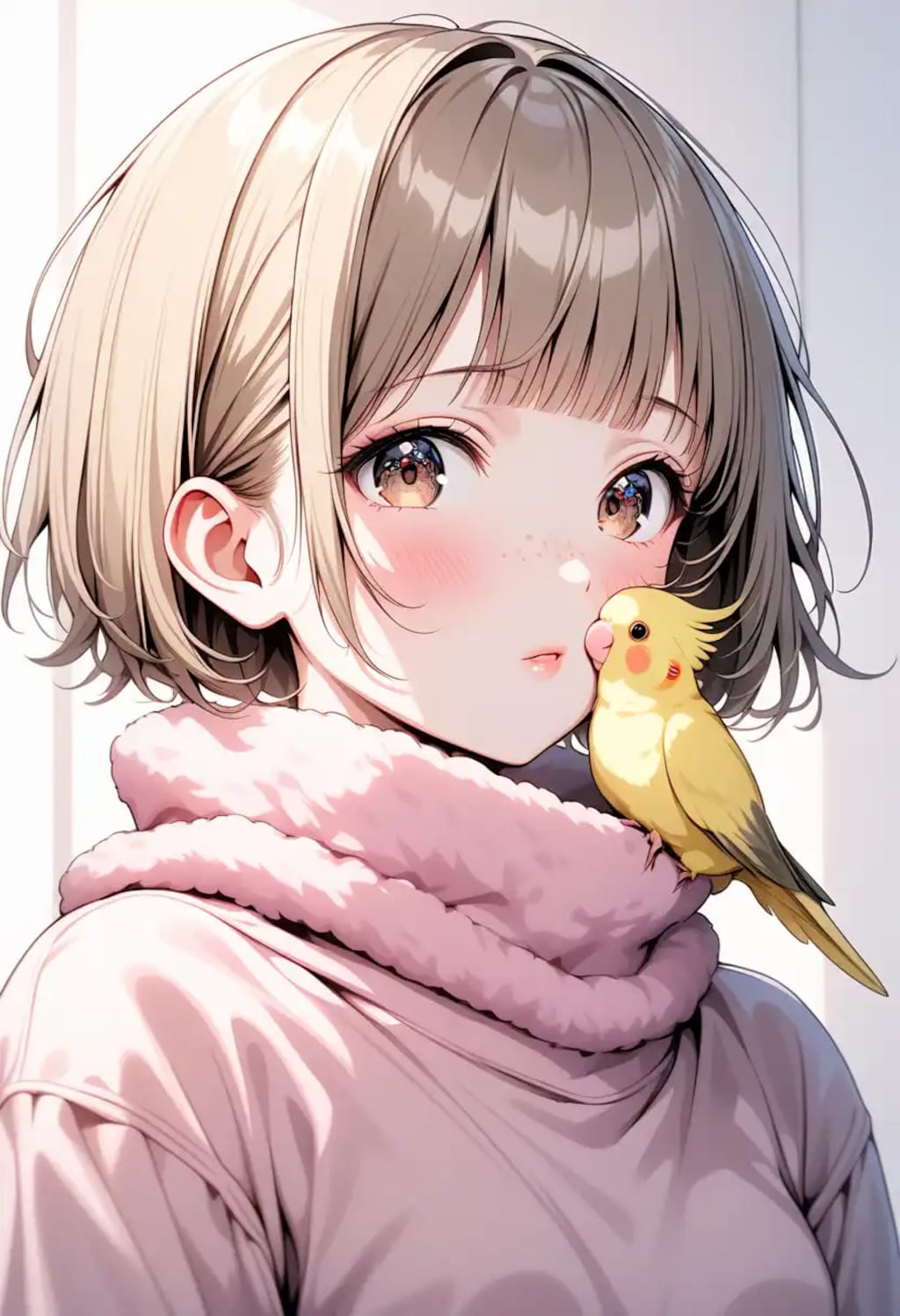 インコと女の子