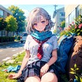 （３１４HQ）銀髪ちゃんニットマフラー 5枚目