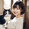 猫と写真を撮る彼女 2枚目