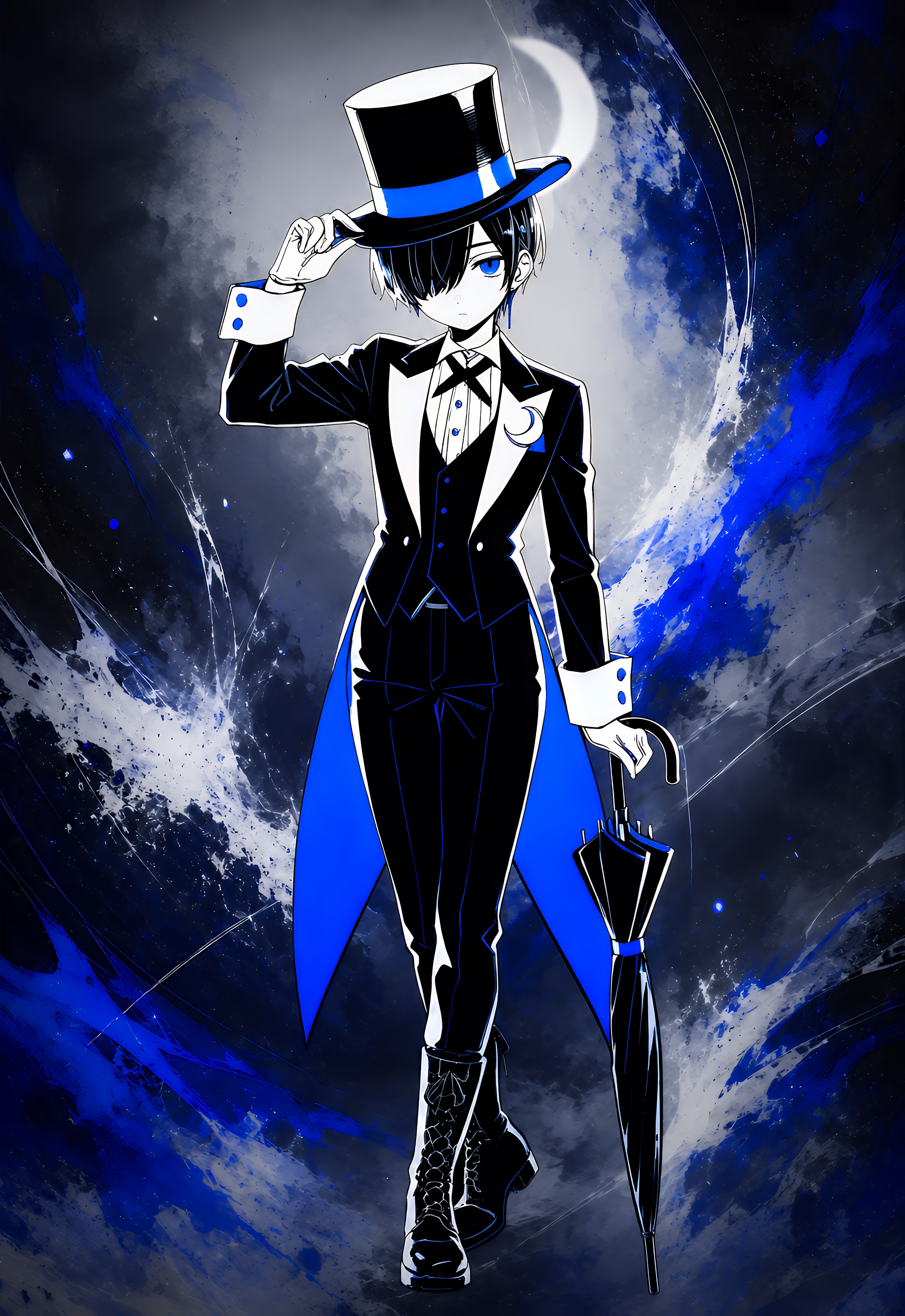 黒い傘の青き紳士