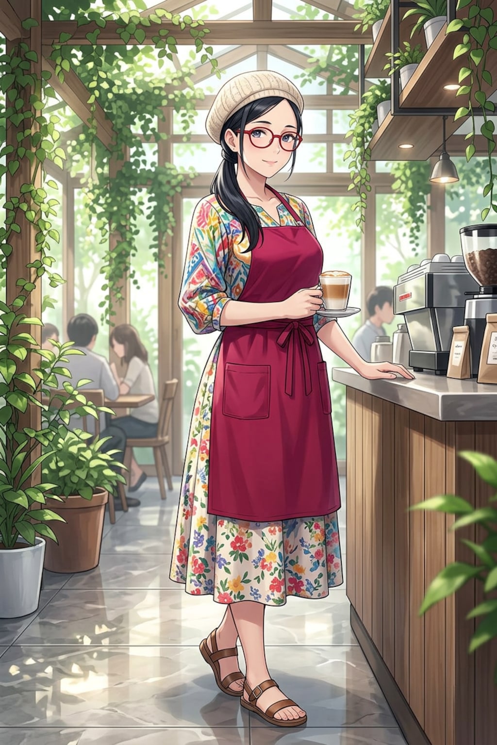 モダンカフェのバリスタ、里美さん