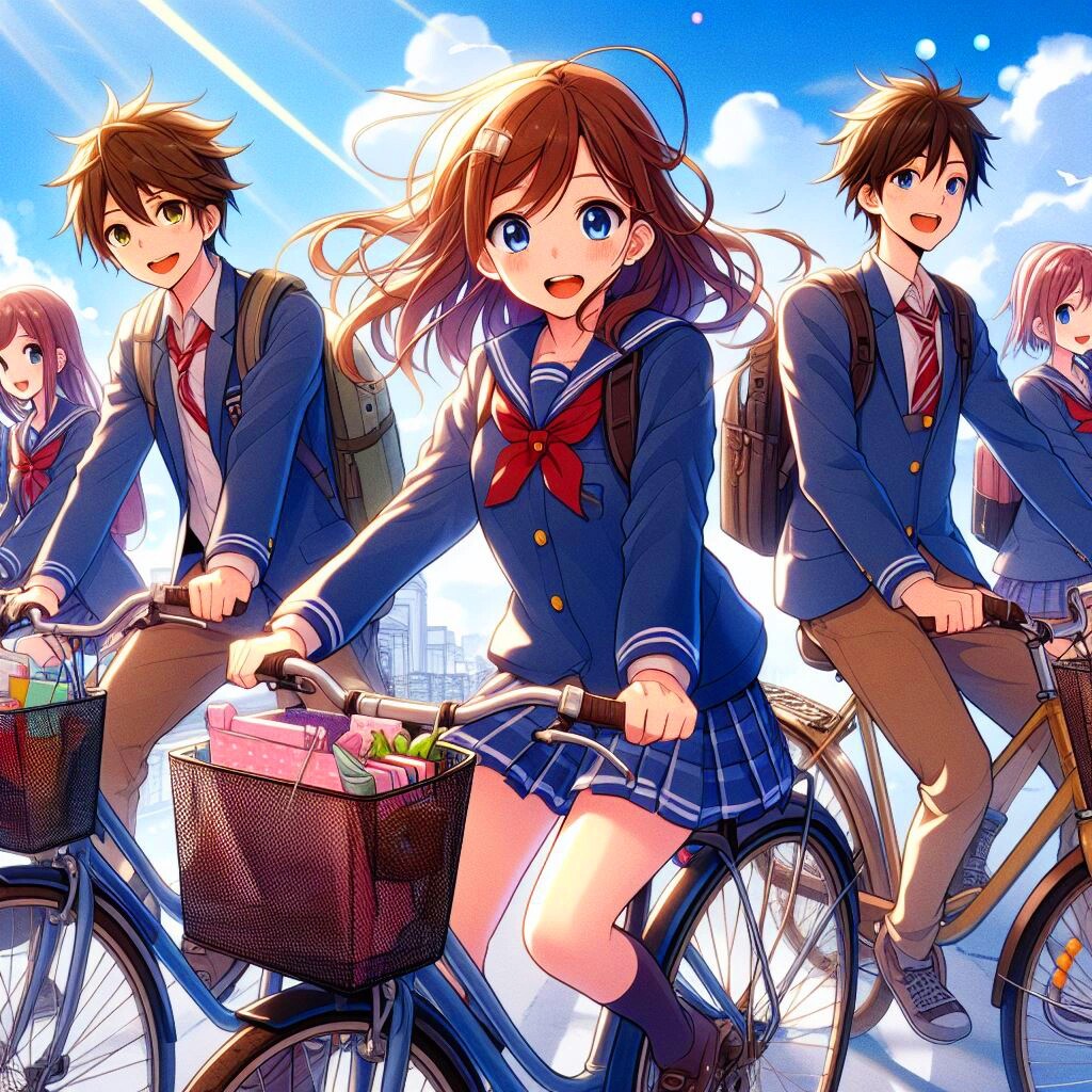 自転車でみんなで登校しよう！！(12枚)
