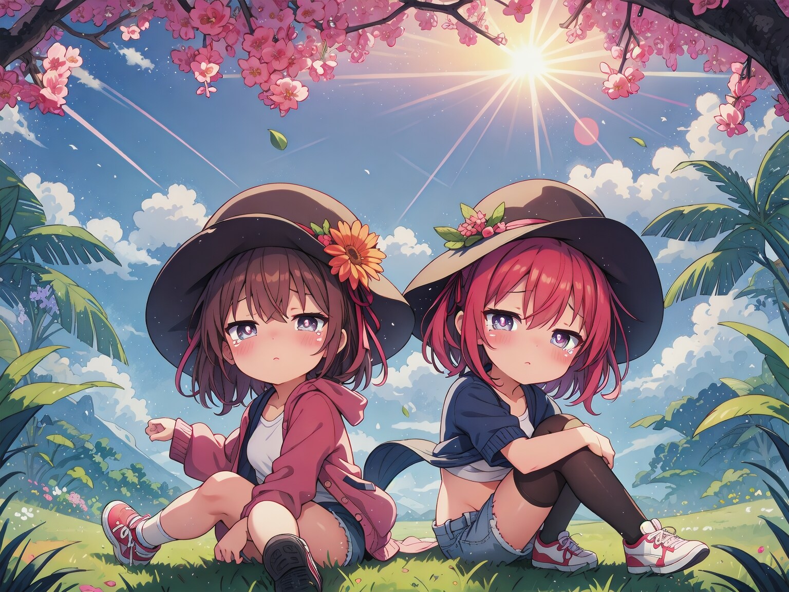 桜の下で迷子いなった二人