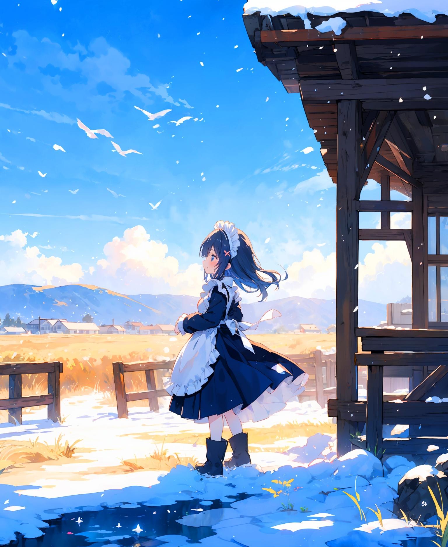 冬のメイド少女