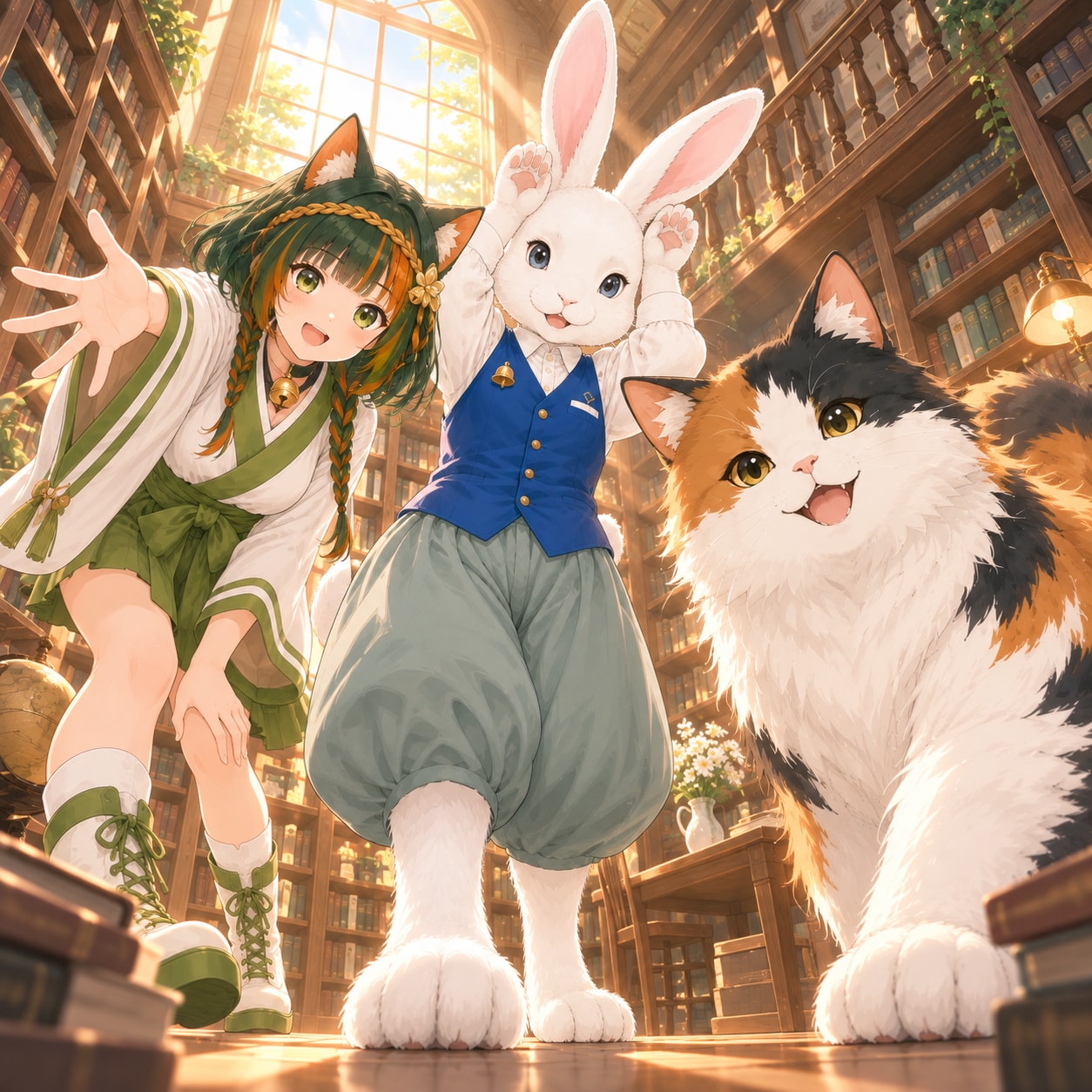おはよウサギ（２２）ミミ・翠鈴・三毛殿 GPTimages2.0 | の人気AIイラスト・グラビア